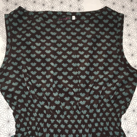 Tenki Brown and Blue Hearts Casual sleeveless Dress M - Picture 5 of 8